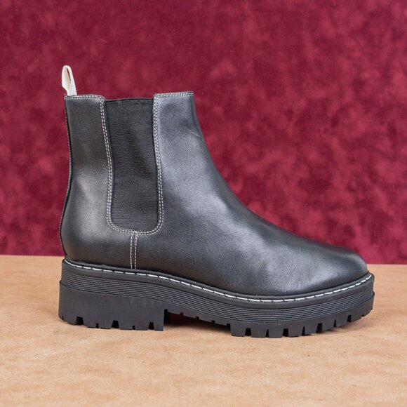 Marc Fisher Women Pirro Chelsea Platform Black Leather Ankle Boots size 8.5 - Picture 4 of 9